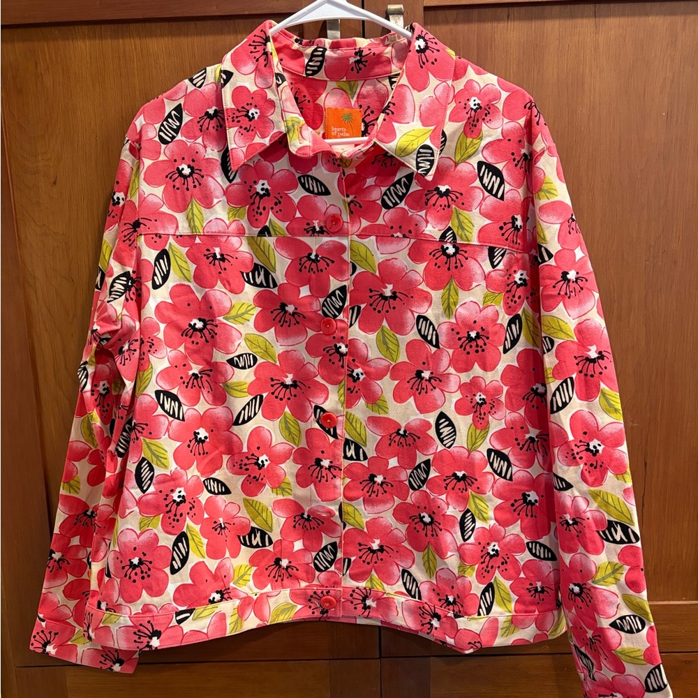 Hearts of Palm Floral Jacket in Red and White